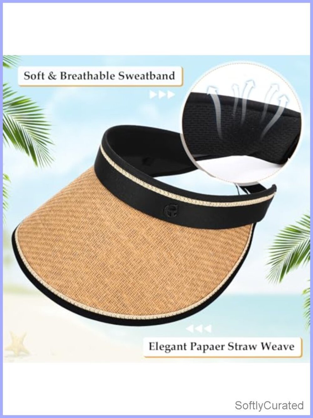 12 Pack Wide Brim Sun Visor Hats UPF 50+ Foldable Straw Beach Hat - Picture 4 of 6